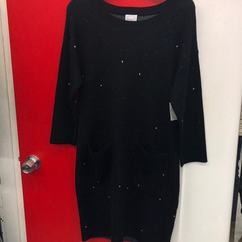 Beautiful black dotted sweater dress